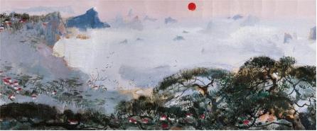 吴冠中 长江万里图（局部） 22.5×509cm 纸本油画长卷 1973-74年 民生银行藏